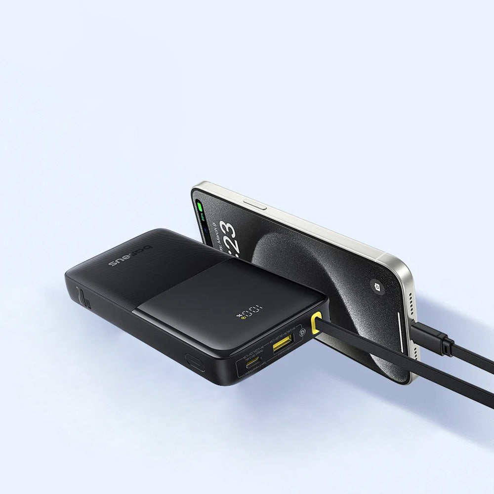 Baseus Bipow 2 External Battery, 10000mAh, 20W, QC + PD, 1 x USB-A - 2 x USB-C, Black P10077101113-00