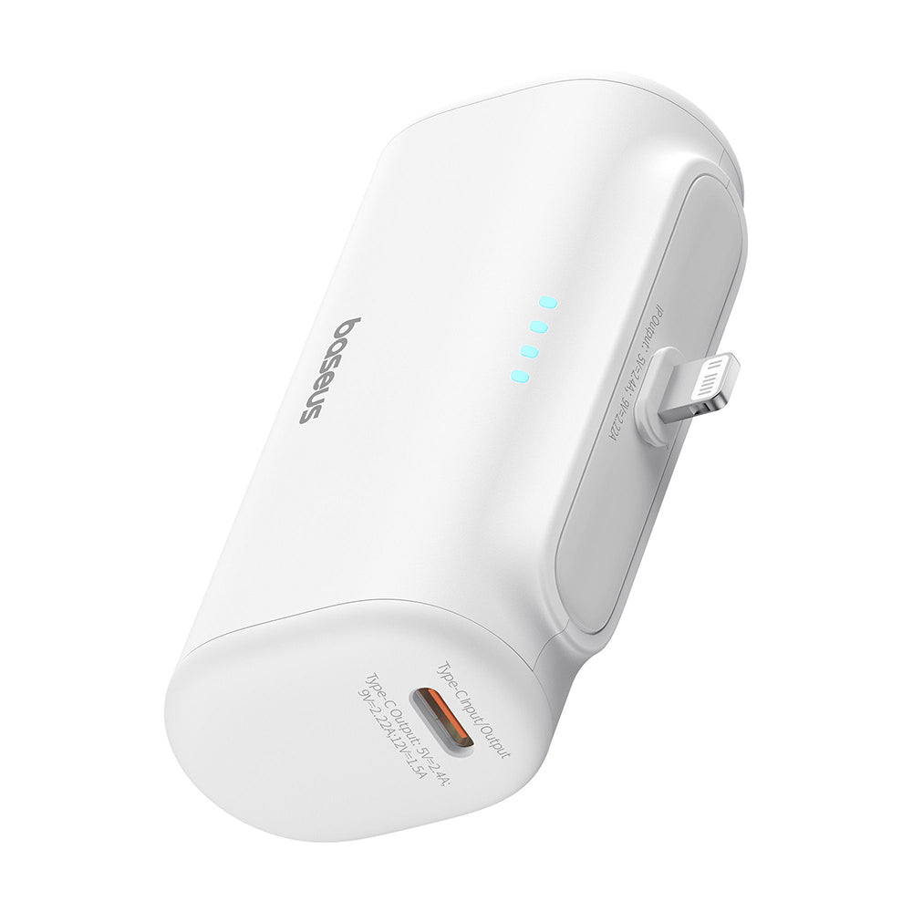 Baseus Compact External Battery, 5000mAh, 20W, PD, 1 x Lightning - 1 x USB-C, White P10068307213-00
