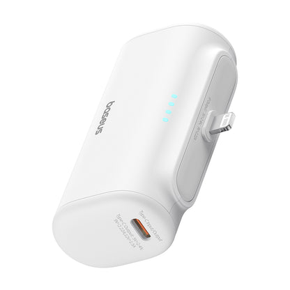 Baseus Compact External Battery, 5000mAh, 20W, PD, 1 x Lightning - 1 x USB-C, White P10068307213-00