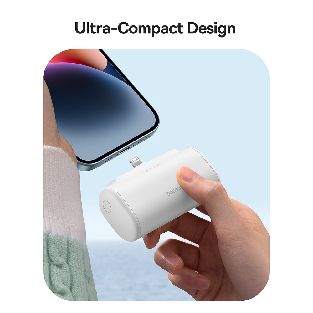 Baseus Compact External Battery, 5000mAh, 20W, PD, 1 x Lightning - 1 x USB-C, White P10068307213-00
