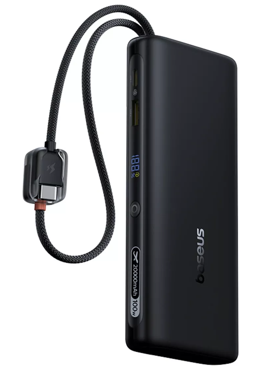 Baseus EnerFill FC41 External Battery, 20000mAh, 100W, QC + PD, 1 x USB-A - 3 x USB-C, Black E0028N03