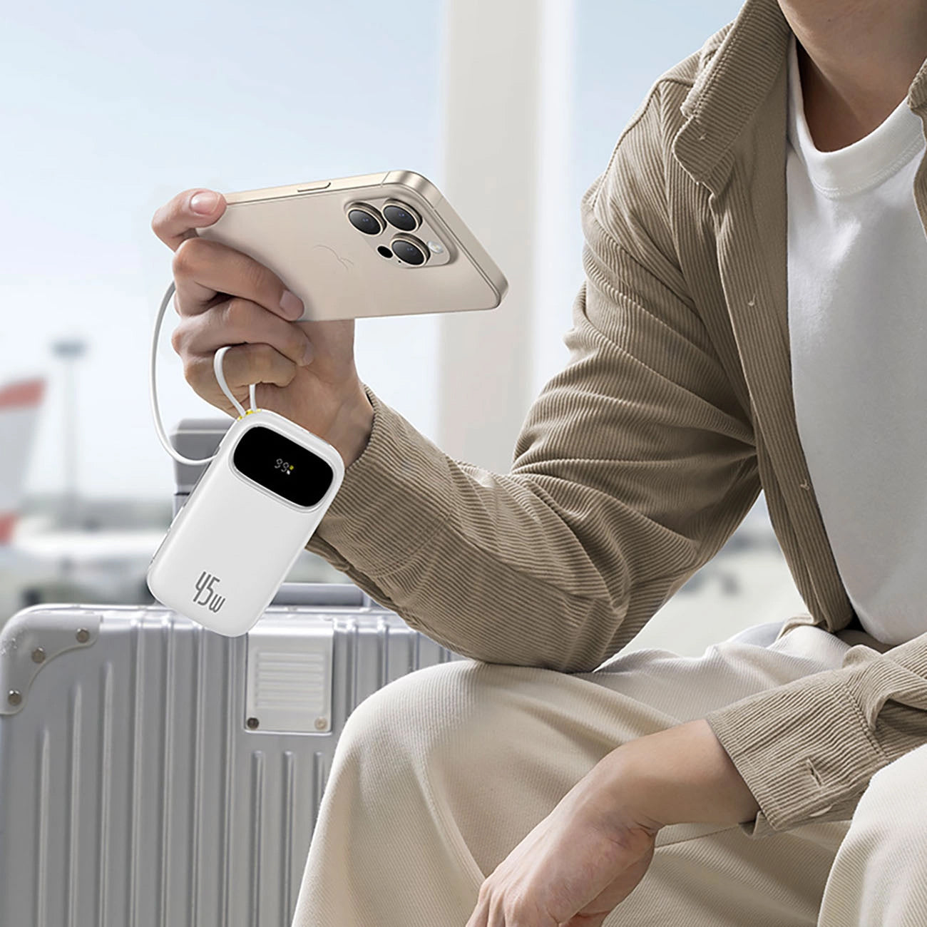 Baseus EnerFill FC31 External Battery, 20000mAh, 45W, QC + PD, 1 x Lightning - 1 x USB-A - 2 x USB-C, White E0028D01