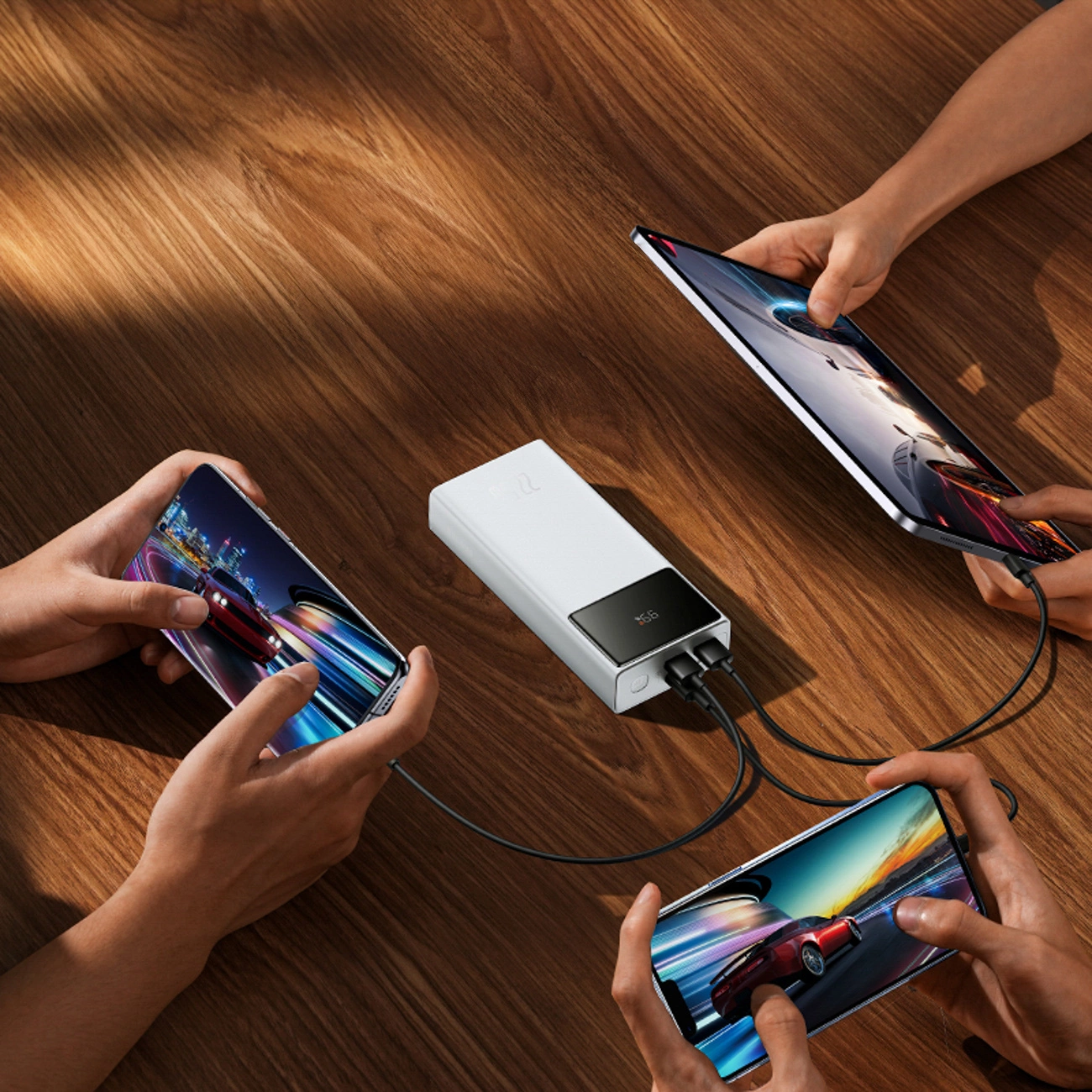 Baseus EnerFill FP41 External Battery, 30000mAh, 22.5W, QC + PD, 1 x USB-C - 2 x USB-A, White E0027K01