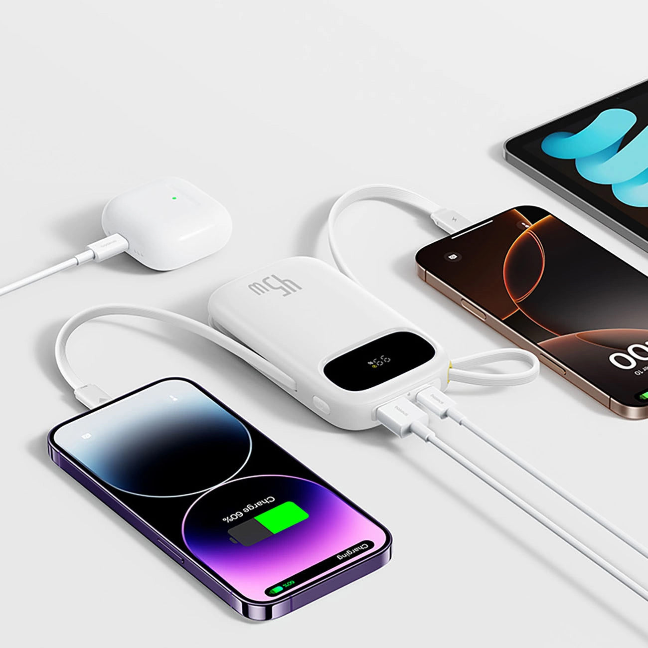 Baseus EnerFill FC31 External Battery, 20000mAh, 45W, QC + PD, 1 x Lightning - 1 x USB-A - 2 x USB-C, White E0028D01