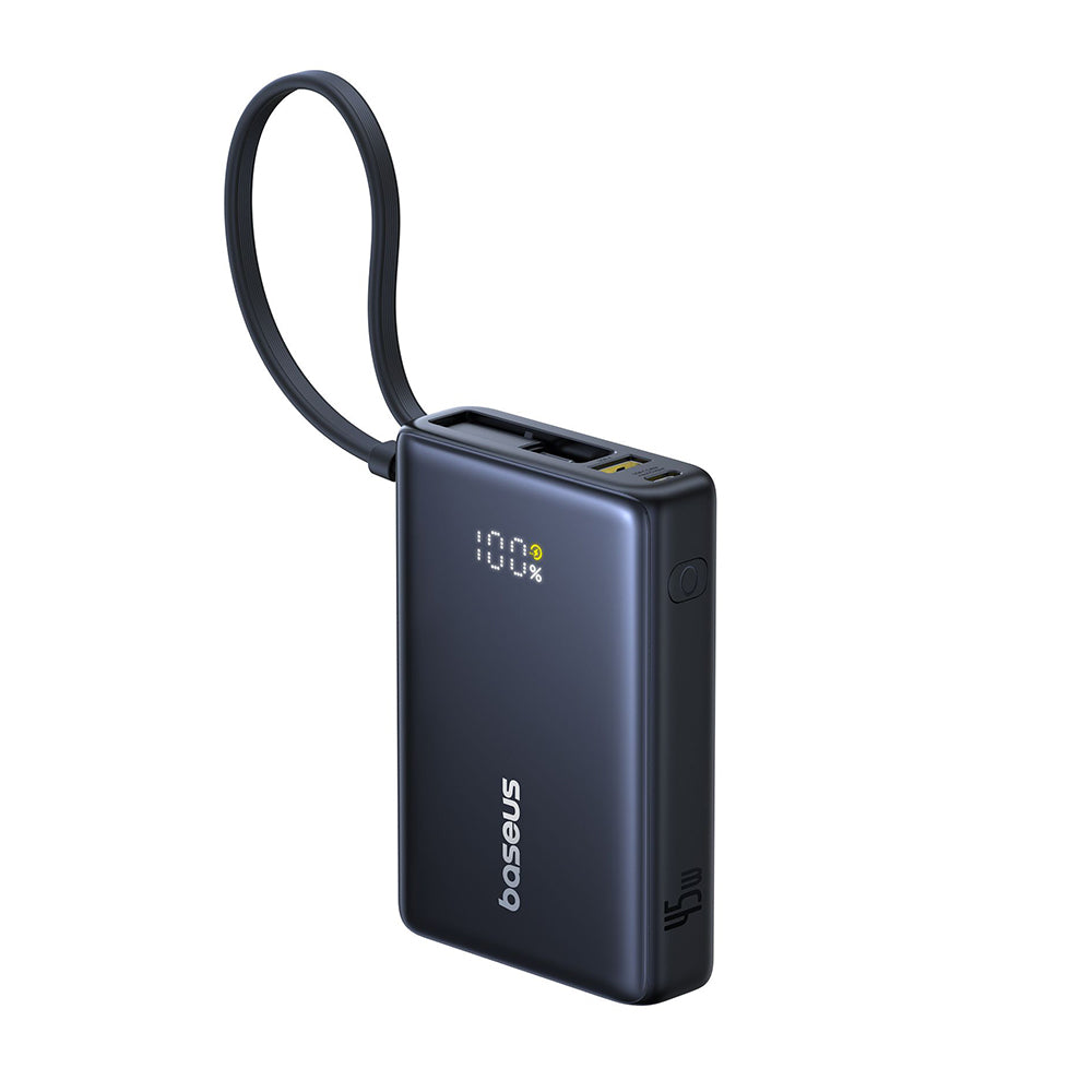 Baseus PicoGo External Battery, 10000mAh, 45W, QC + PD, 1 x USB-A - 2 x USB-C, Black P10076803123-00