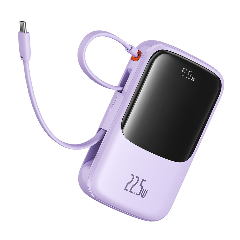 Baseus Qpow Pro+ External Battery, 10000mAh, 22.5W, QC + PD, 1 x USB-A - 2 x USB-C, Purple P10067101513-00