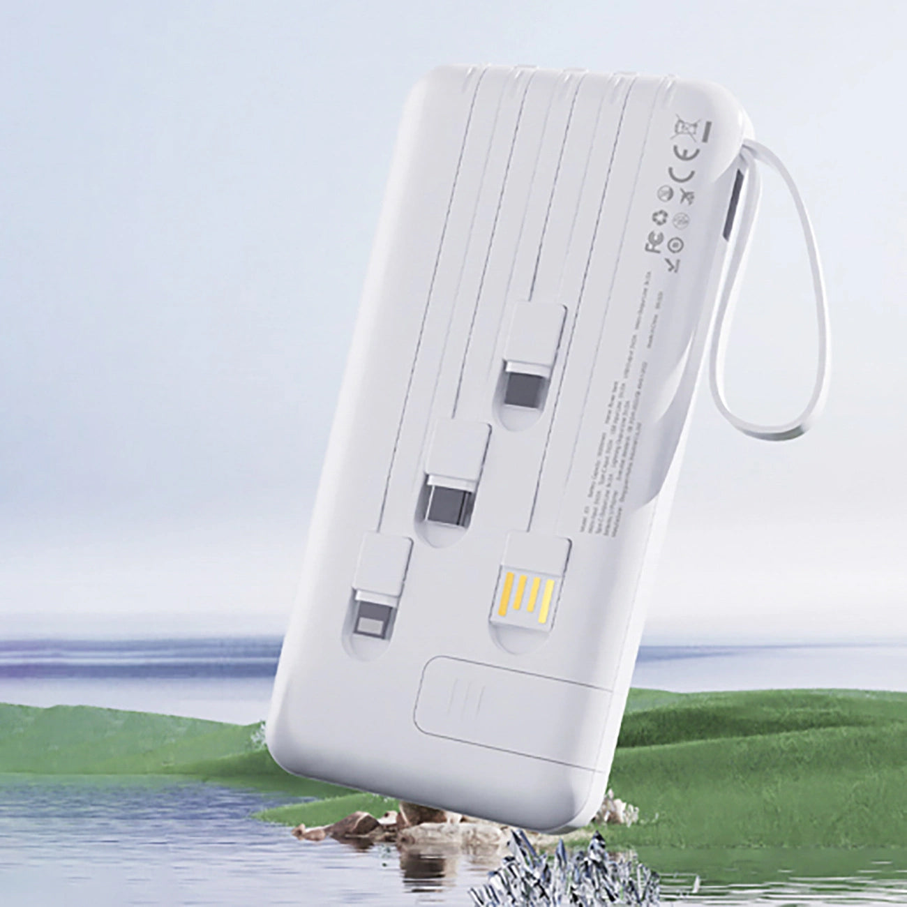 Dudao K11 External Battery, 10000mAh, 10W, 1 x Lightning - 1 x microUSB - 1 x USB-A - 1 x USB-C, White