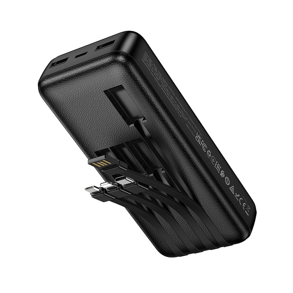 HOCO J163A Power Bank, 20000mAh, 10W, 1 x Lightning - 1 x microUSB - 1 x USB-C - 2 x USB-A, Black