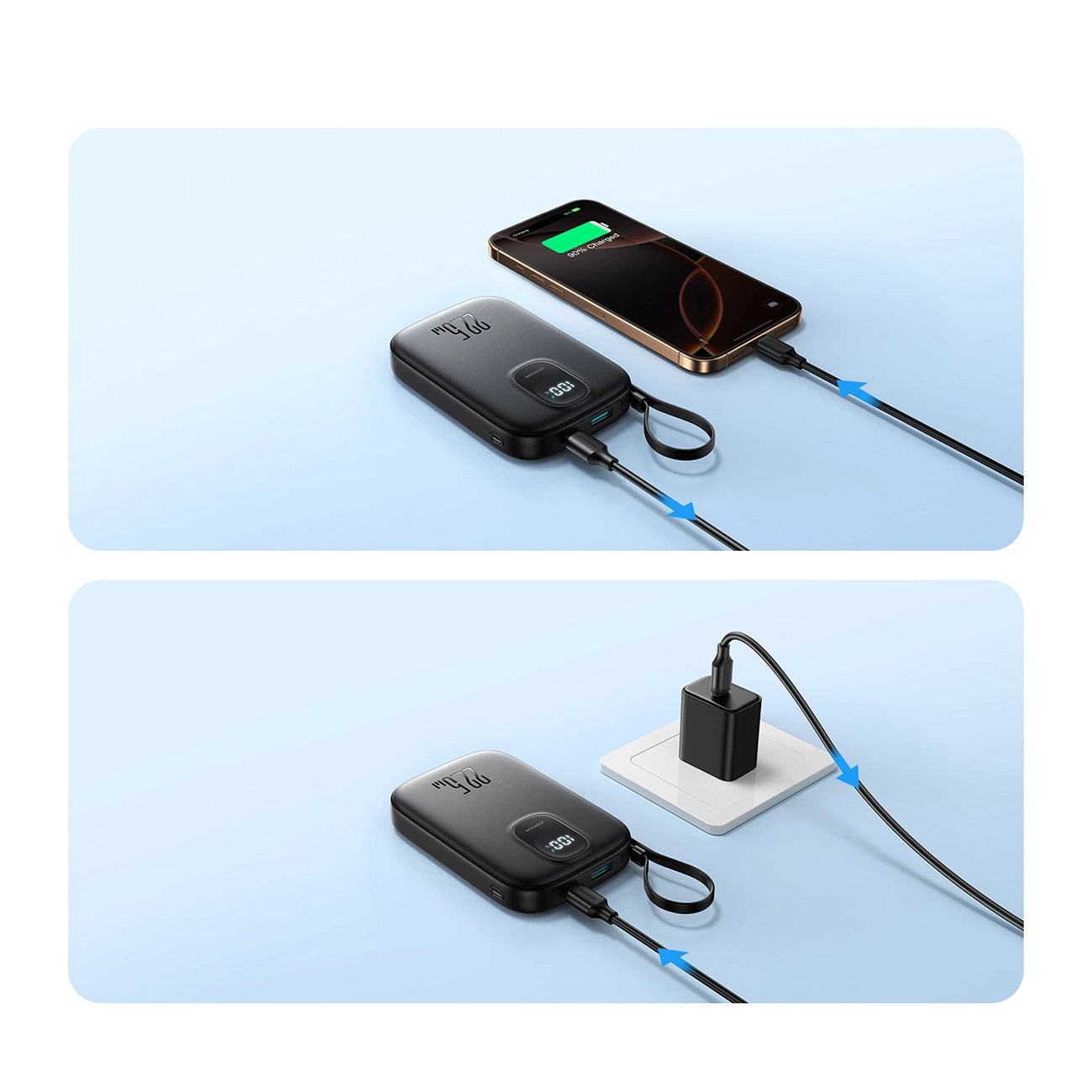 Joyroom JR-PBF18 External Battery, 10000mAh, 22.5W, QC + PD, 1 x Lightning - 1 x USB-A - 1 x USB-C, Black