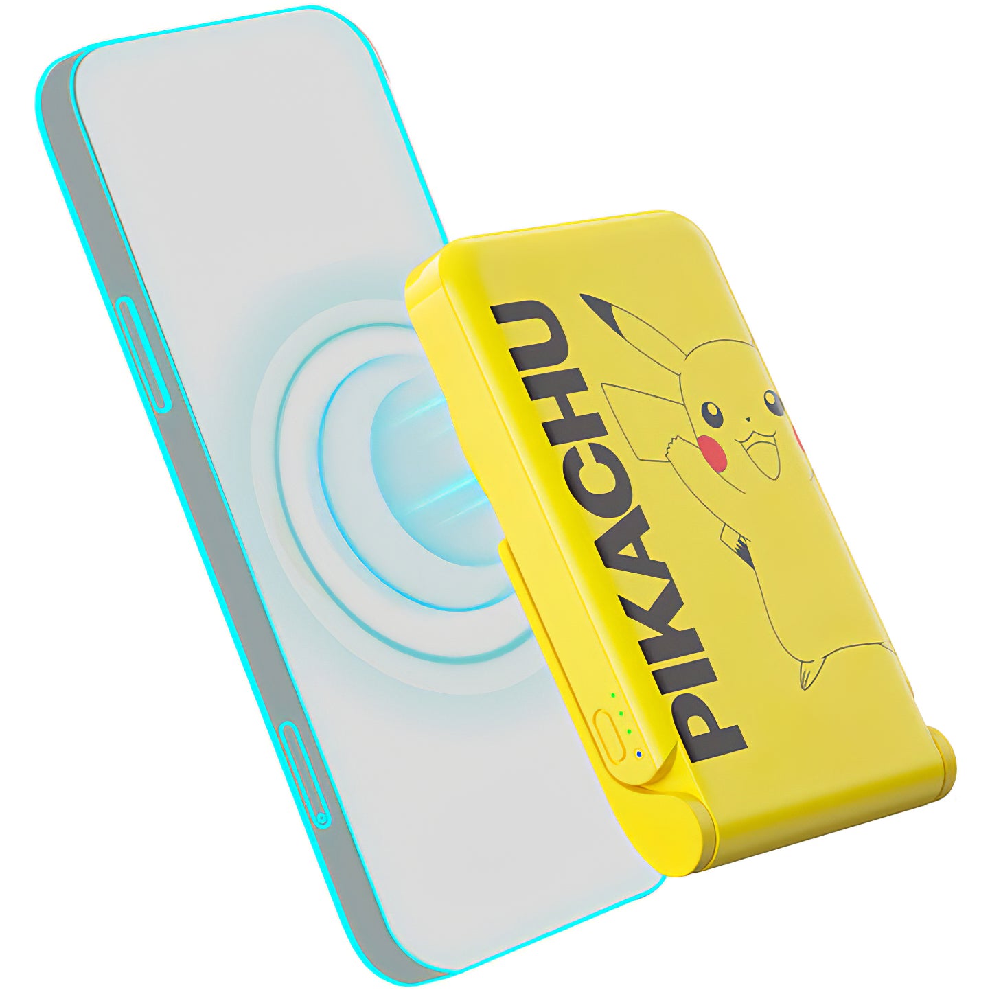 OTL Pokemon Pikatchu Wireless External Battery, 5000mAh, 20W, PD + FQI, 1 x QI - 1 x USB-C, Yellow PK1191