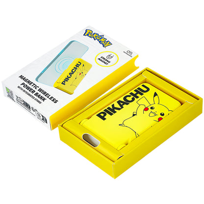 OTL Pokemon Pikatchu Wireless External Battery, 5000mAh, 20W, PD + FQI, 1 x QI - 1 x USB-C, Yellow PK1191