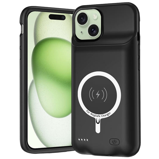 External Battery Case Wireless Techsuit Power Pro Battery for Apple iPhone 15 Plus, 8500mAh, Black