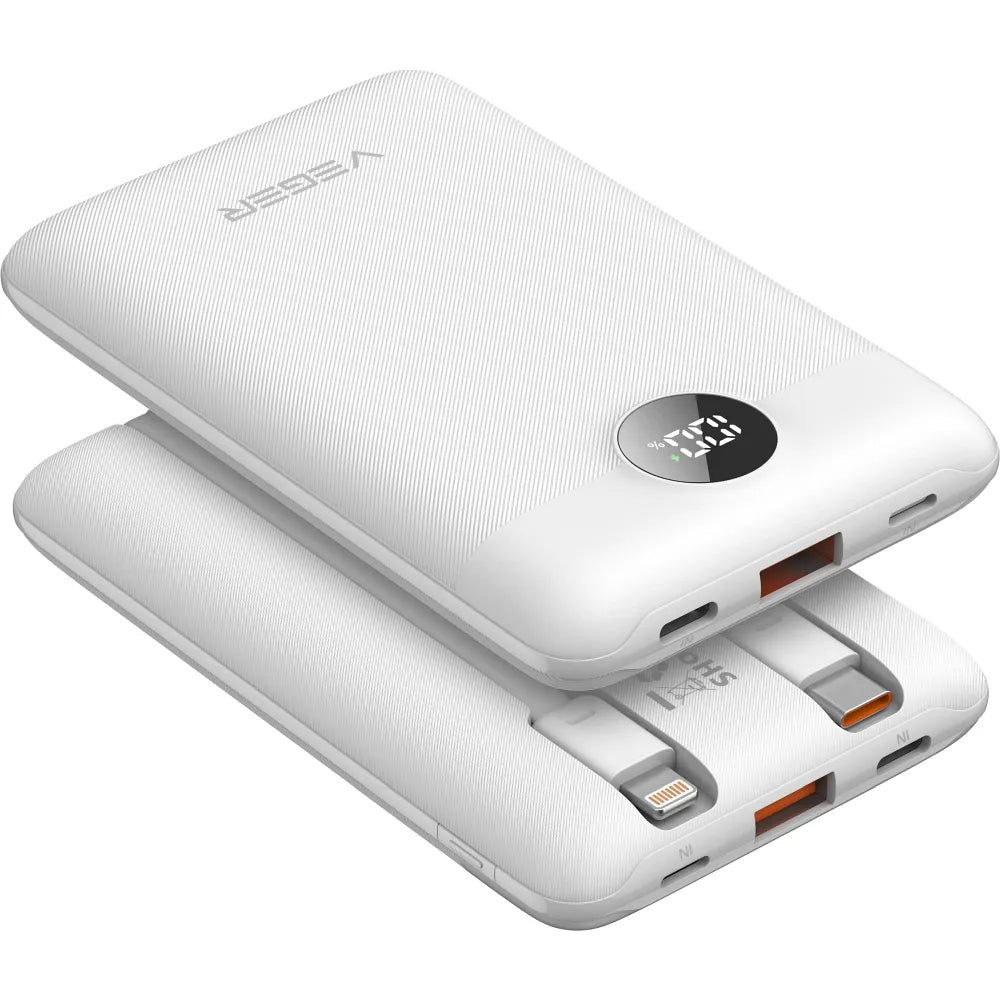Veger C11C External Battery, 10000mAh, 22.5W, QC + PD, 1 x Lightning - 1 x USB-A - 2 x USB-C, White