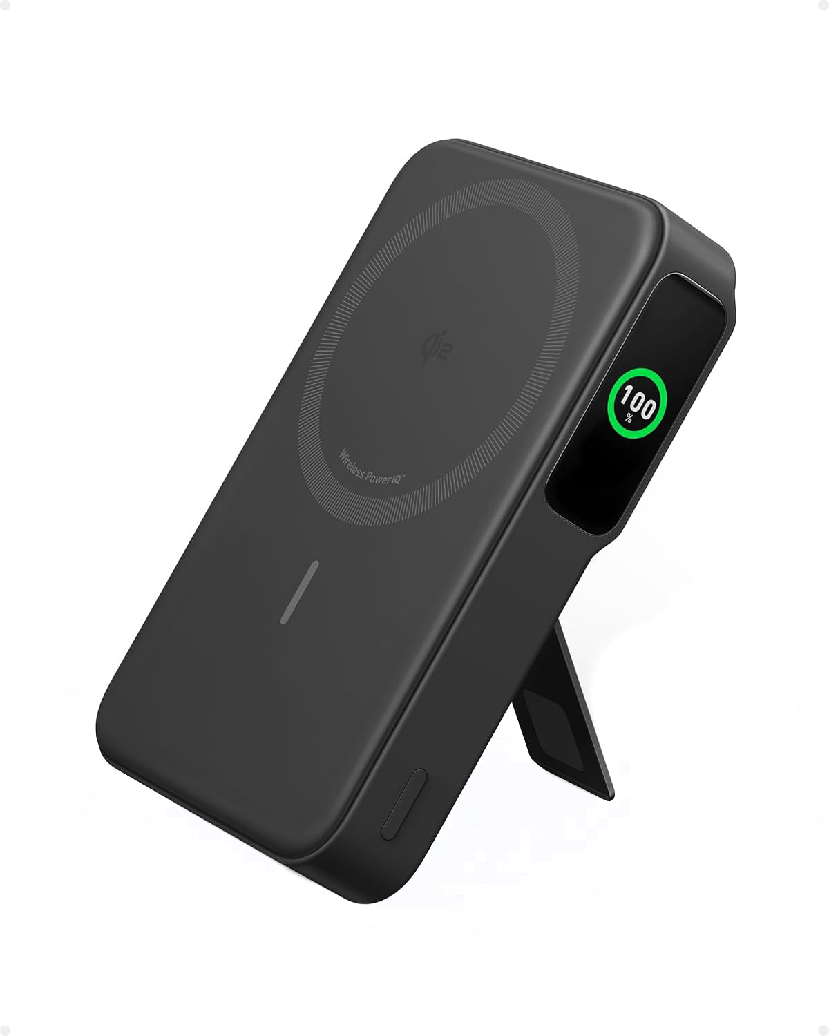 Anker MagGo Wireless External Battery, 10000mAh, 27W, PD + FQI, 1 x QI - 1 x USB-C, Black A1654011
