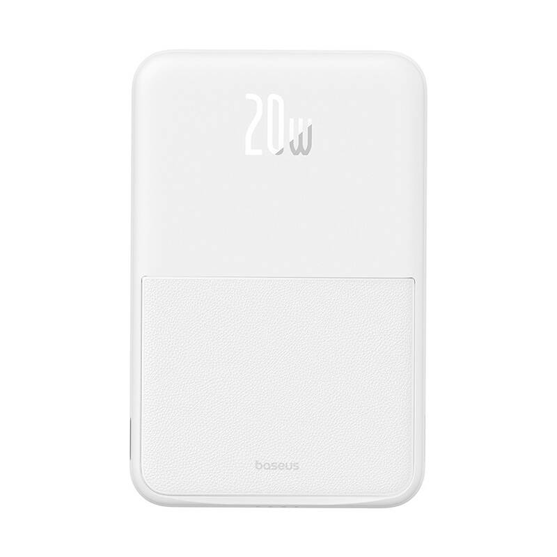 Baseus MagPro PPCXZ05 Wireless External Battery, 5000mAh, 20W, PD + FQI, 1 x QI - 1 x USB-C, White P10064101223-00