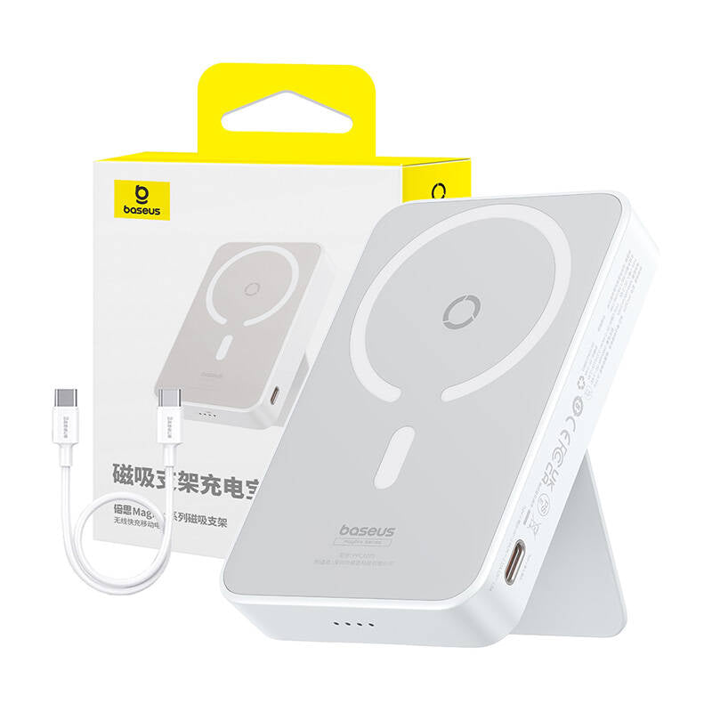 Baseus MagPro PPCXZ05 Wireless External Battery, 5000mAh, 20W, PD + FQI, 1 x QI - 1 x USB-C, White P10064101223-00