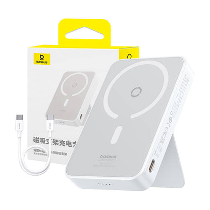 Baseus MagPro PPCXZ05 Wireless External Battery, 5000mAh, 20W, PD + FQI, 1 x QI - 1 x USB-C, White P10064101223-00