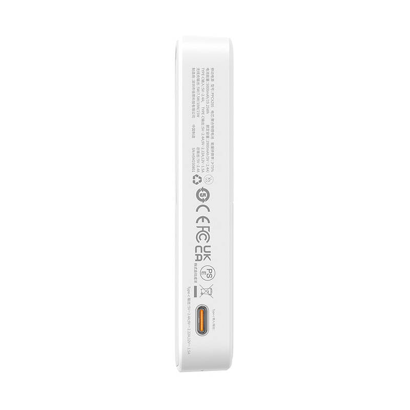 Baseus MagPro PPCXZ05 Wireless External Battery, 5000mAh, 20W, PD + FQI, 1 x QI - 1 x USB-C, White P10064101223-00