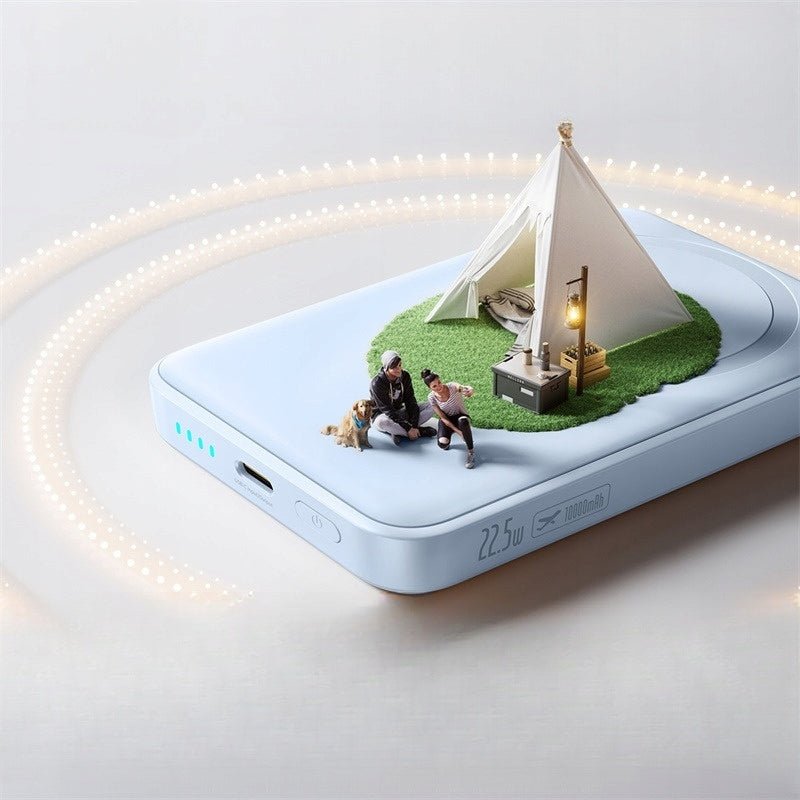 Baseus EnerFill FM11 Ultra-Mini Wireless External Battery, 10000mAh, 22.5W, PD + FQI, 1 x QI - 1 x USB-C, Blue P1008210E313-00