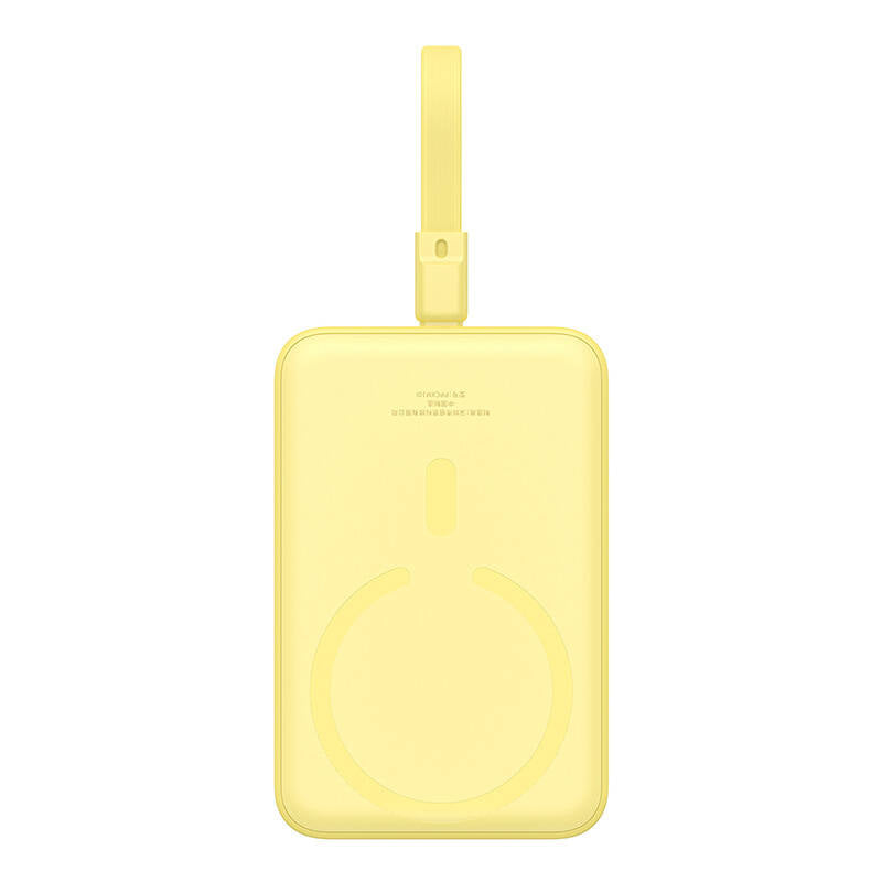Baseus Magnetic Mini Wireless External Battery, 10000mAh, 20W, PD + FQI, 1 x Lightning - 1 x QI - 1 x USB-C, Yellow P10022109Y23-00