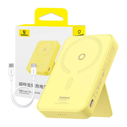 External Wireless Battery Baseus MagPro PPCXZ05, 5000mAh, 20W, PD + FQI, 1 x QI - 1 x USB-C, Yellow P10064101Y23-00