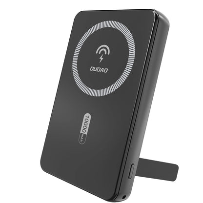 Dudao K14S+ Wireless External Battery, 10000mAh, 22.5W, QC + PD + FQI, 1 x QI - 1 x USB-A - 1 x USB-C, Black
