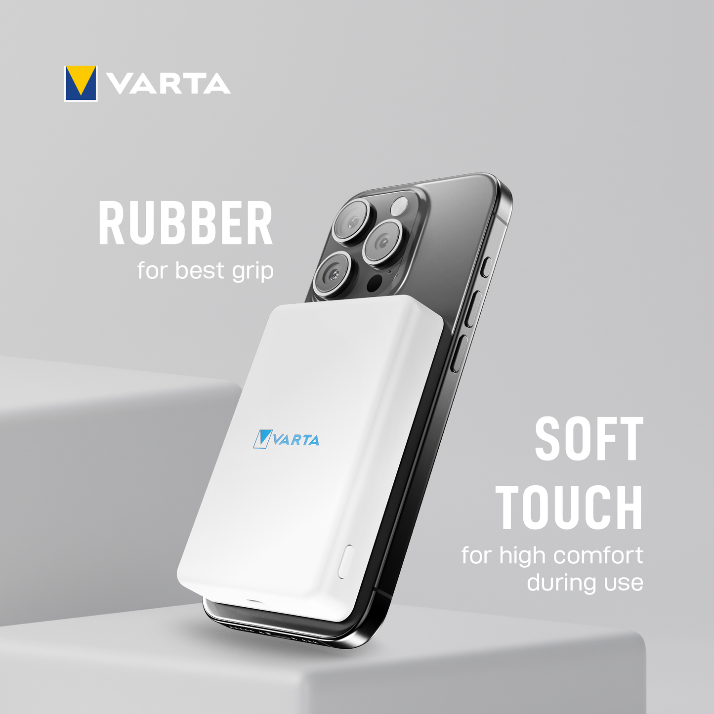 Varta Mag Pro Wireless External Battery, 5000mAh, 12W, 1 x QI - 1 x USB-C, White