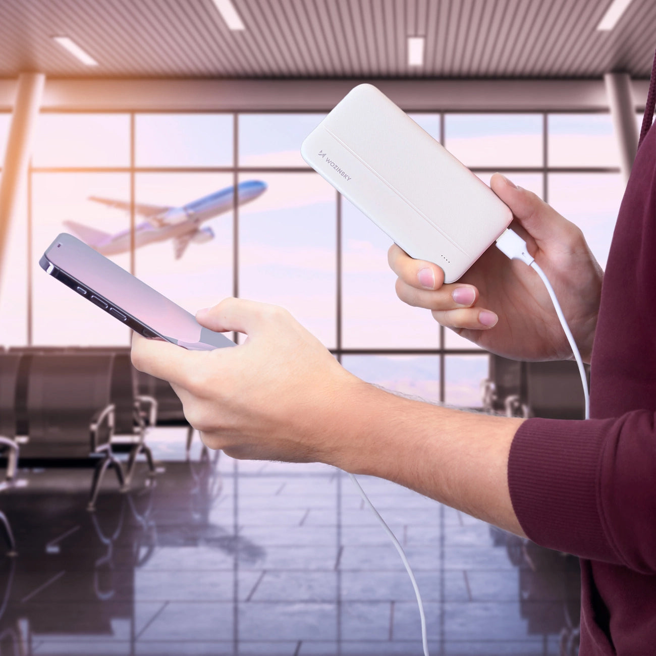 External Battery WZK WPBWE1, 10000mAh, 10W, 2 x USB-A, White