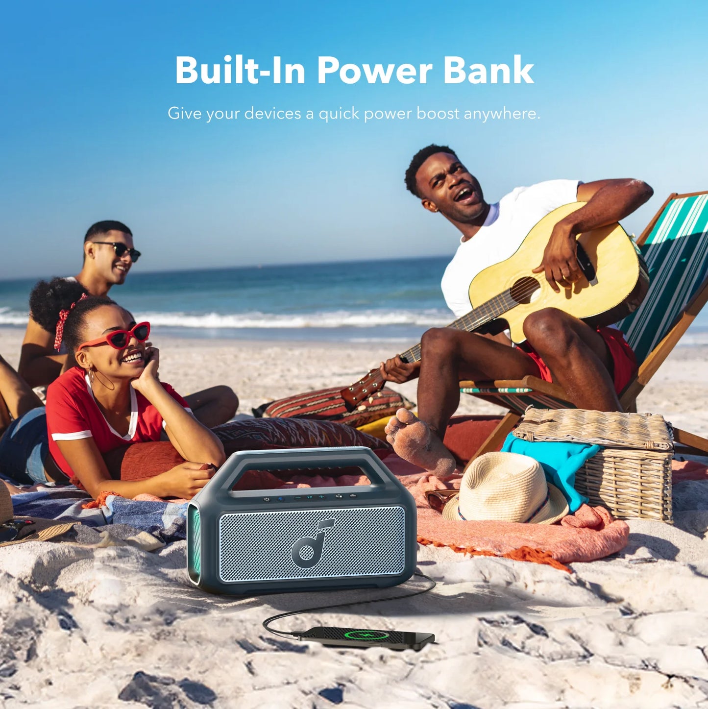 Portable Bluetooth Speaker Anker SoundCore Boom 2, 80W, RGB, Waterproof, Blue A3138031 