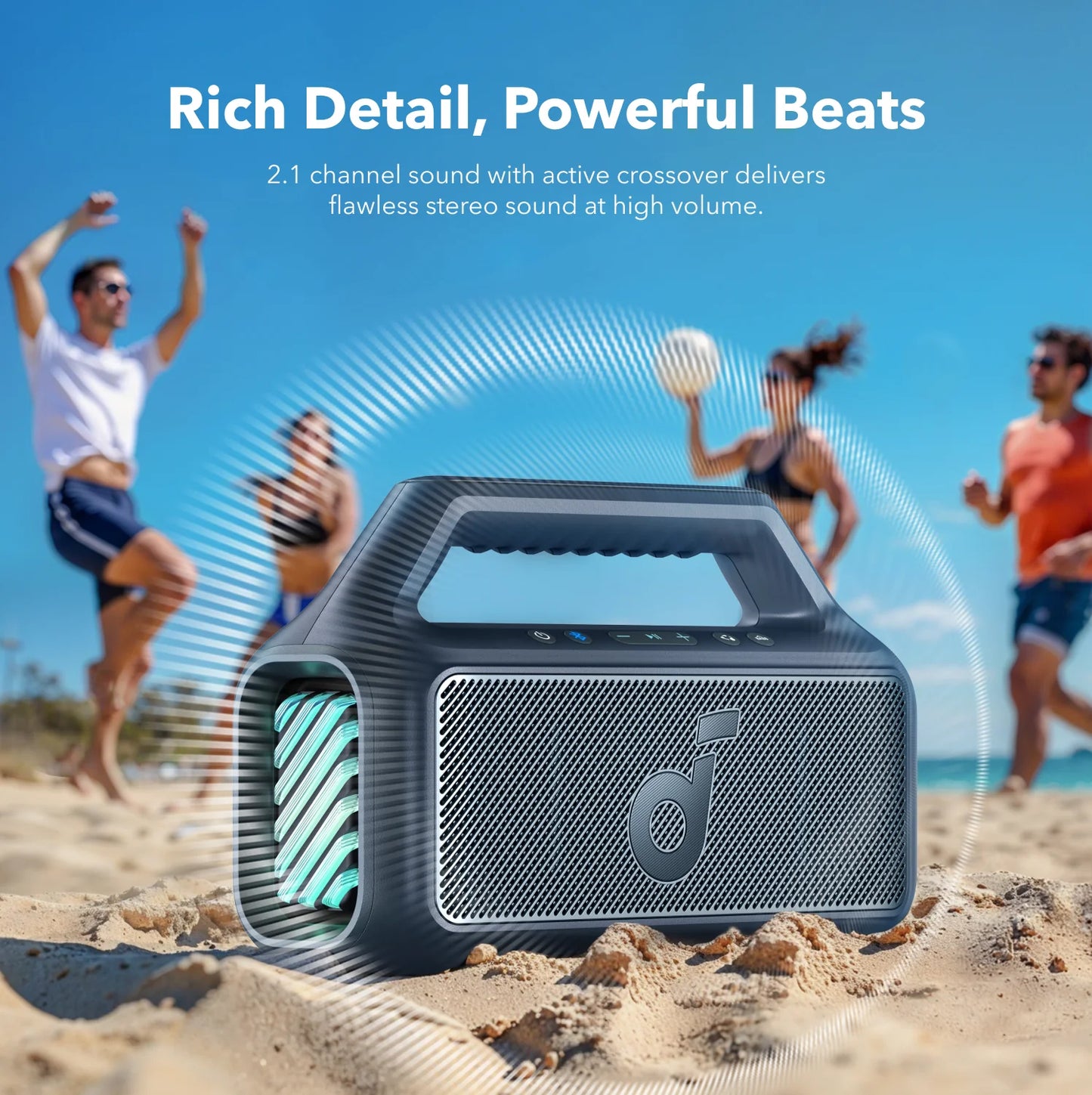 Portable Bluetooth Speaker Anker SoundCore Boom 2, 80W, RGB, Waterproof, Blue A3138031 