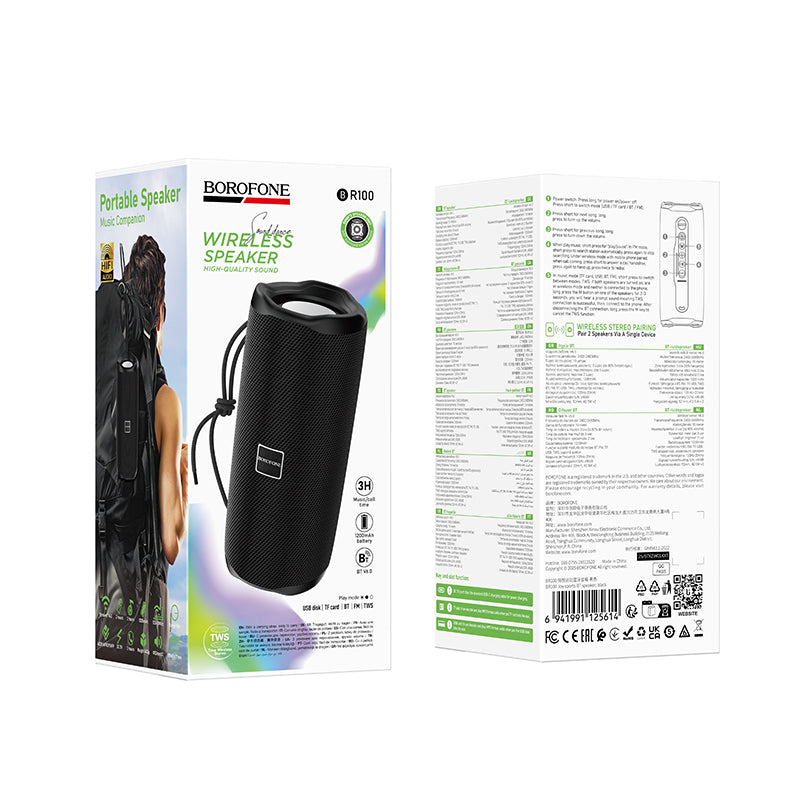 Borofone BR100 Joy Portable Bluetooth Speaker, 2 x 5W, TWS, Black