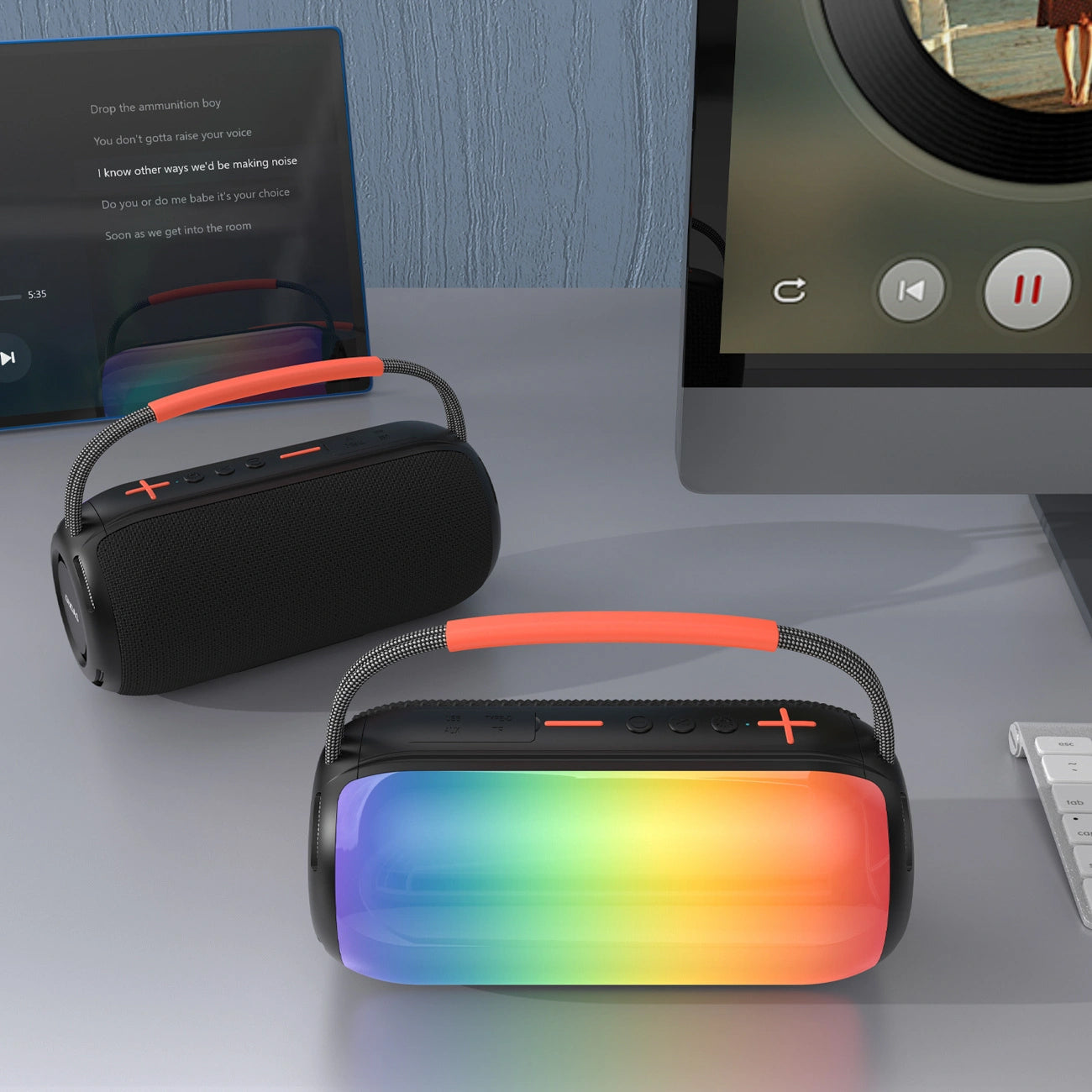 Dudao Y21 Portable Bluetooth Speaker, 2 x 5W, TWS, RGB, Black