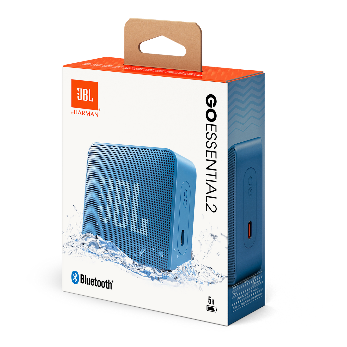 JBL Go Essential 2 Portable Bluetooth Speaker, 3.1W, Pro Sound, Waterproof, Blue JBLGOES2BLUCN