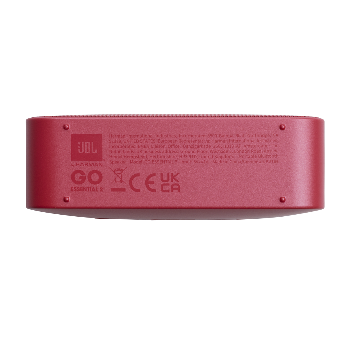 JBL Go Essential 2 Portable Bluetooth Speaker, 3.1W, Pro Sound, Waterproof, Red JBLGOES2REDCN