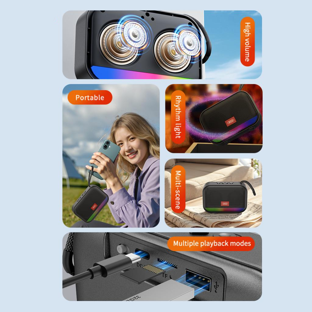 XO Design F66 Portable Bluetooth Speaker, 5W, RGB, Black