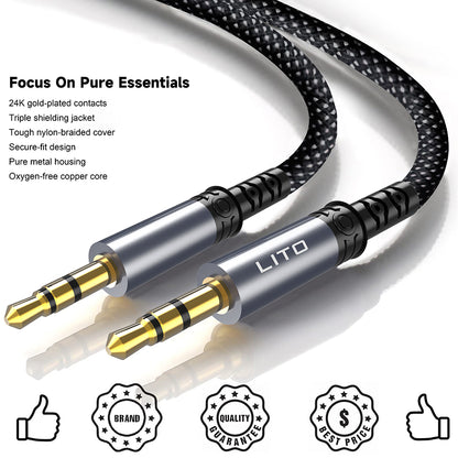 Audio Cable 3.5mm - 3.5mm Lito LA01D, 1m, Black