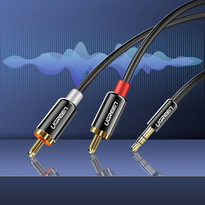 UGREEN AV116 3.5mm Audio Cable - 2 x RCA, 2m, Black