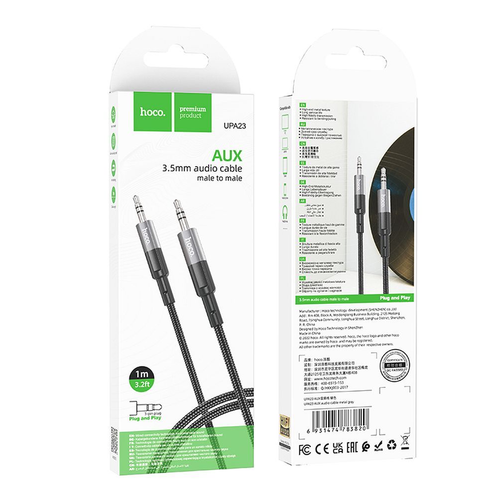 Audio Cable 3.5mm - 3.5mm HOCO UPA22, 1m, Black