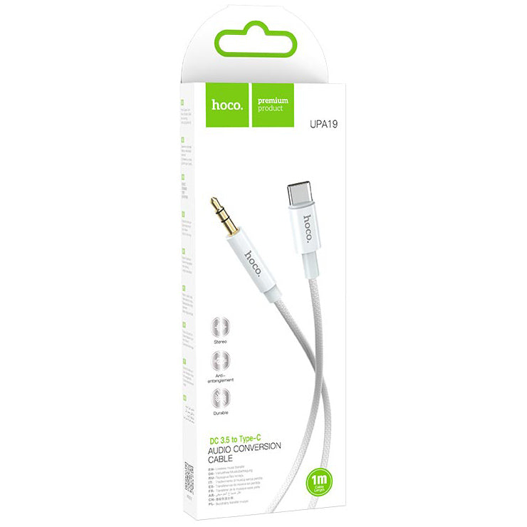 USB-C to 3.5mm Audio Cable HOCO UPA19, 1m, Silver