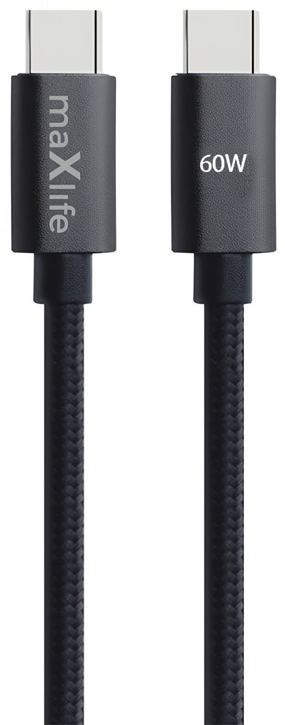 USB-C Data and Charging Cable - USB-C MaXlife MXUC-12, 60W, 1m, Black