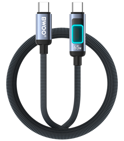 USB-C Data and Charging Cable - USB-C BWOO X324CC Display, 65W, 1m, Black