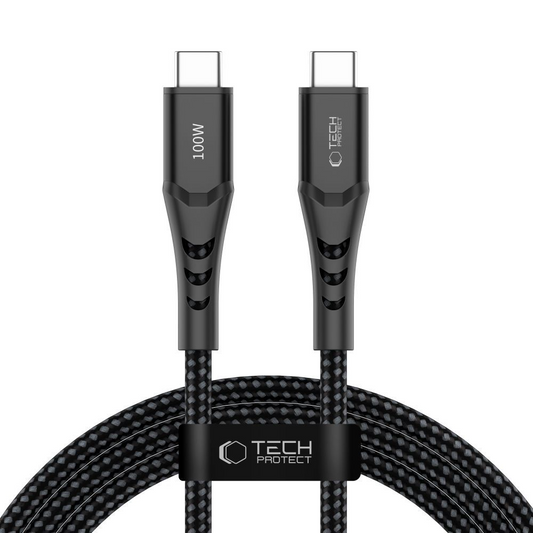 USB-C Data and Charging Cable - USB-C Tech-Protect UB11T Ultraboost, 100W, 2m, Black