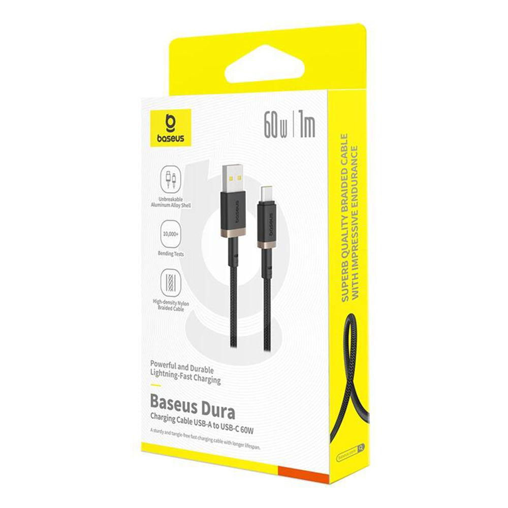 Baseus Dura Series USB-A to USB-C Data and Charging Cable, 60W, 1m, Gold P10377802U01-00