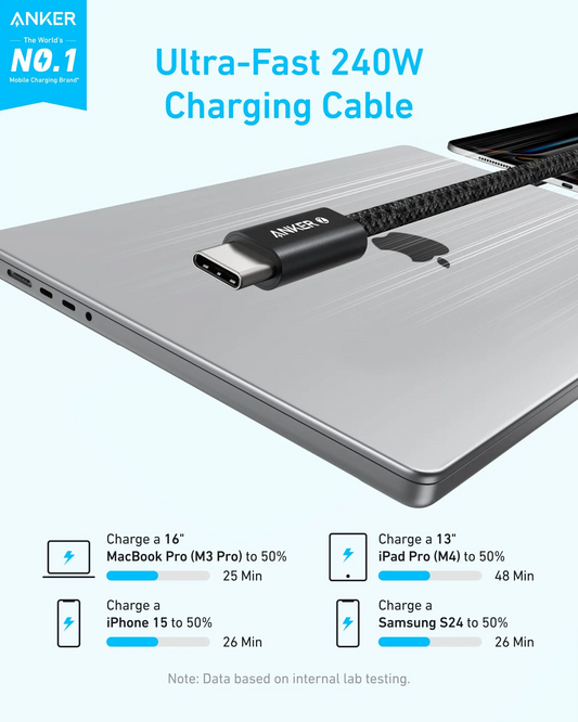 USB-C Data and Charging Cable - USB-C Anker Zolo, 240W, 1.8m, White A8060H22