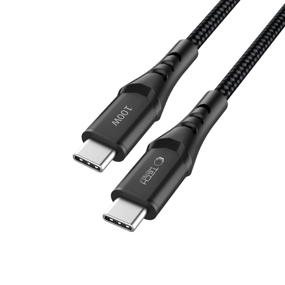 USB-C Data and Charging Cable - USB-C Tech-Protect UB11T Ultraboost, 100W, 2m, Black