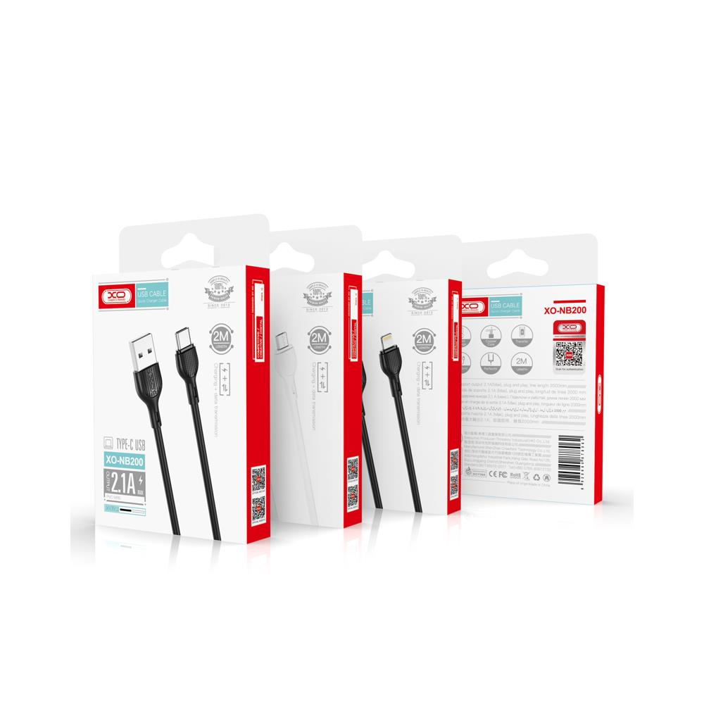 USB-A to Lightning Data and Charging Cable XO Design NB200, 10W, 2m, Black