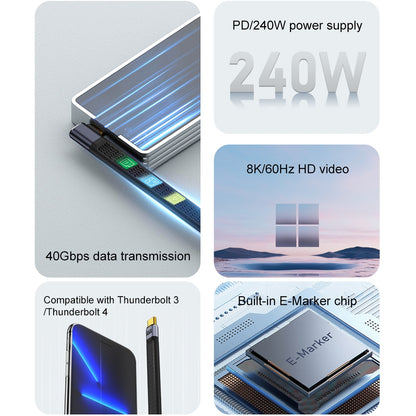 USB-C Data and Charging Cable - USB-C OEM Angled 8K Video Version 2, 240W, 0.15m, Black