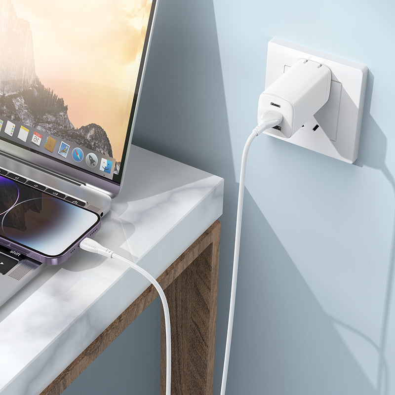 USB-A to Lightning Data and Charging Cable Borofone BX121 Energy, 18W, 1m, White