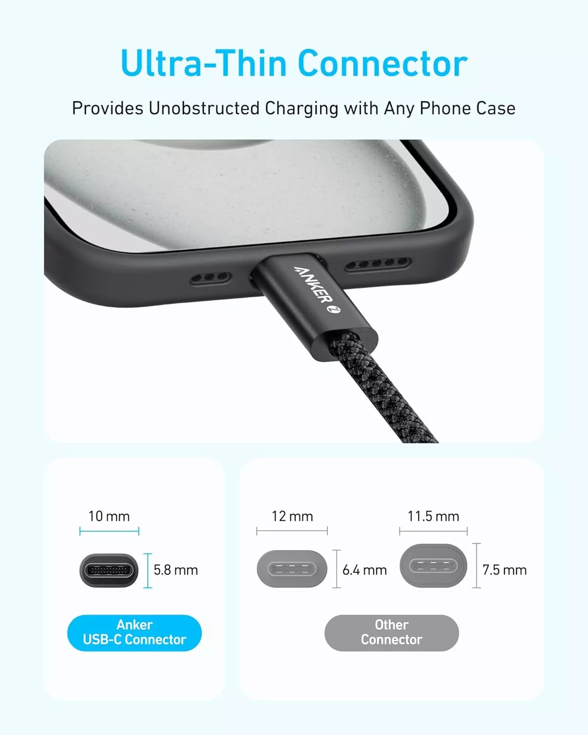 USB-C Data and Charging Cable - USB-C Anker Zolo, 240W, 1.8m, White A8060H22