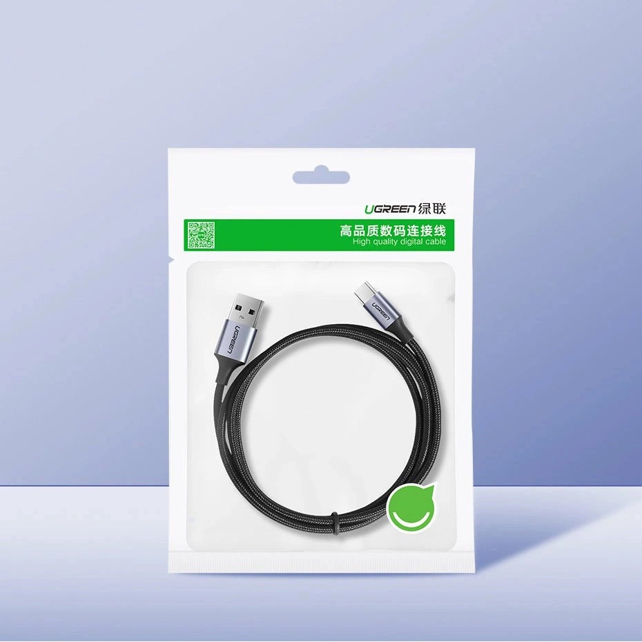 USB-A to USB-C Data and Charging Cable UGREEN US288, 18W, 1.5m, Black